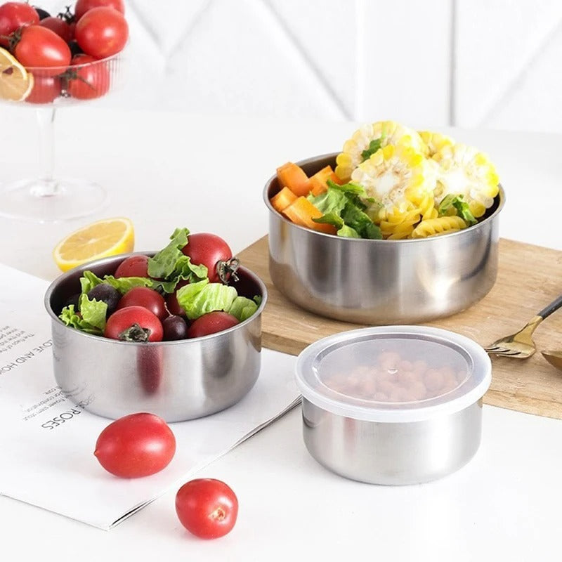 5-PIECE STAINLESS STEEL MIXING BOWLS SET WITH SECURE LIDS