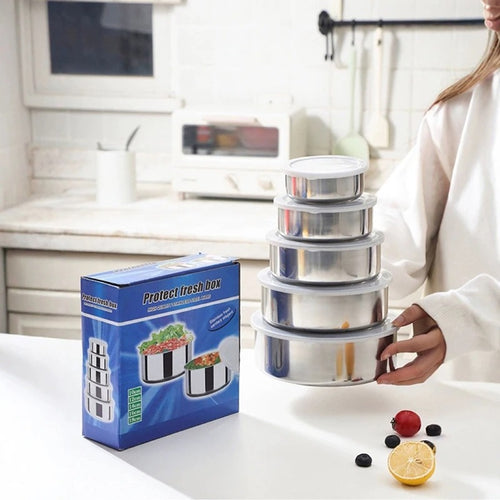 5-PIECE STAINLESS STEEL MIXING BOWLS SET WITH SECURE LIDS