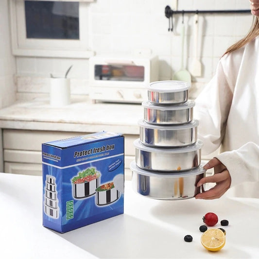 5-PIECE STAINLESS STEEL MIXING BOWLS SET WITH SECURE LIDS