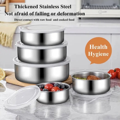 5-PIECE STAINLESS STEEL MIXING BOWLS SET WITH SECURE LIDS