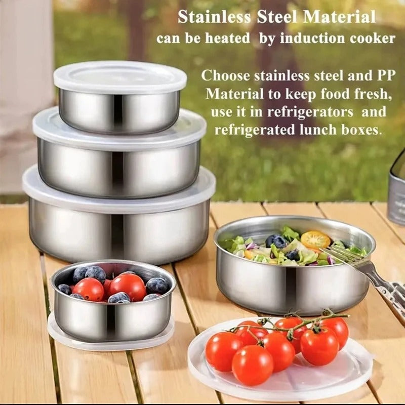 5-PIECE STAINLESS STEEL MIXING BOWLS SET WITH SECURE LIDS
