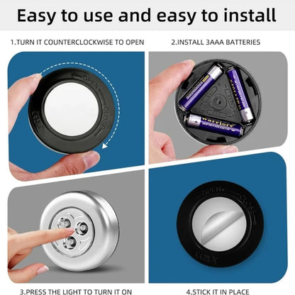 LED Battery Powered Tap Push Light (Pack of 2)